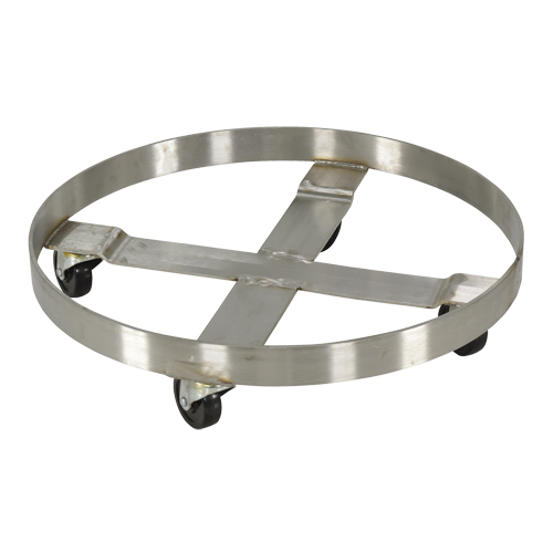 Drum Dollies, Stainless Steel, 800 lbs. Capacity, 23-1/4" Diameter, Rubber Casters Distribution Élite MP