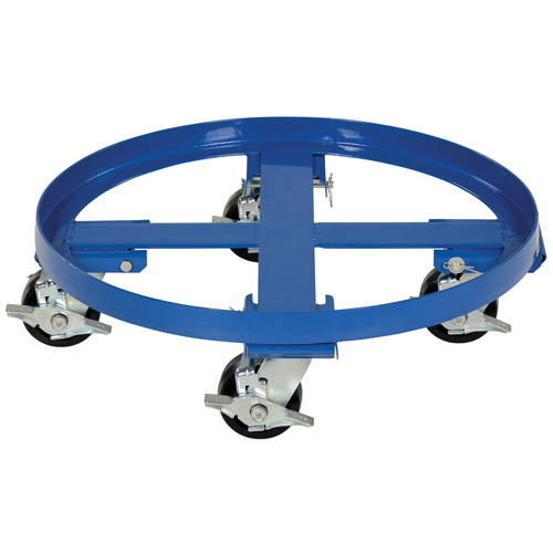 Socle roulant robuste pour baril, Acier, Capacit&eacute;e 2000 lb, Diam&egrave;tre 24-1/8", Roue en Ph&eacute;nolique Distribution Élite MP