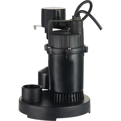 Thermoplastic Submersible Sump Pump, 2560 GPH, 115 V, 4.6 A, 1/3 HP Distribution Élite MP