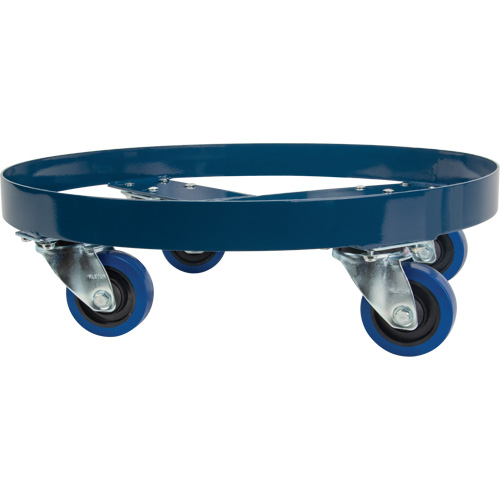 Drum Dolly, Steel, 1400 lbs. Capacity, 24" Diameter, Blue Elastic Casters Distribution Élite MP