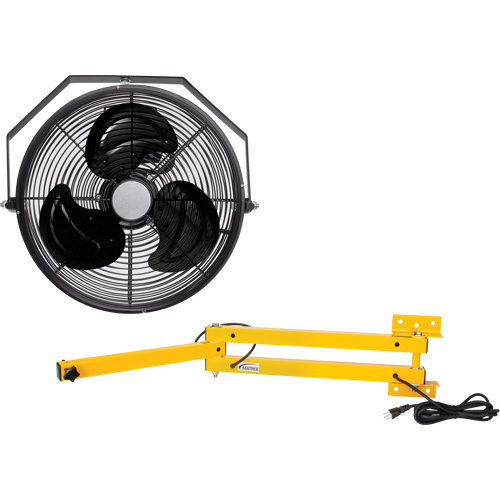 Trousse de ventilateur pour poste de travail industriel avec bras double verrouillable, Industriel, 3 vitesses, Diam&egrave;tre de 12" Distribution Élite MP
