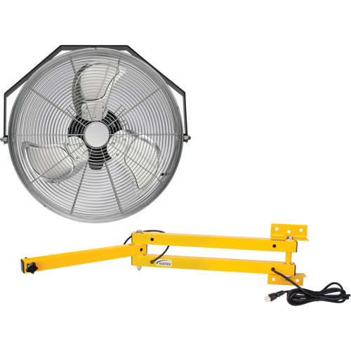 Trousse de ventilateur pour poste de travail industriel avec bras double verrouillable, Industriel, 3 vitesses, Diam&egrave;tre de 18" Distribution Élite MP