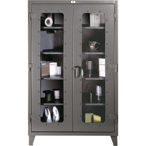 Armoires &agrave; fen&ecirc;tres claires, Acier, 4 Tablettes, 60" h x 48" la x 24" p Distribution Élite MP