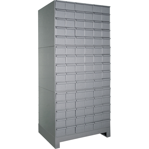 Armoires &agrave; tiroirs industriels avec base, 90 tiroirs, 34-1/8" la x 12-1/4" p x 69-1/8" h, Gris Distribution Élite MP