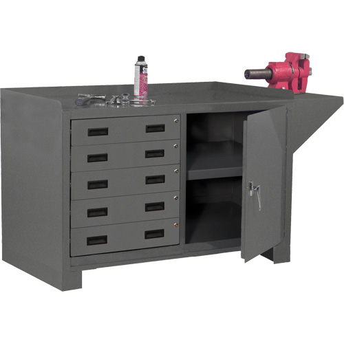 Post de travail fixe, Acier Surface, 60-1/8" la x 24-1/4" p x 36-1/4" h Distribution Élite MP