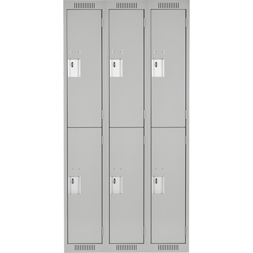 Clean Line Lockers, 2 -tier, Bank of 3, 36" x 18" x 72", Steel, Grey, Rivet (Assembled) Distribution Élite MP
