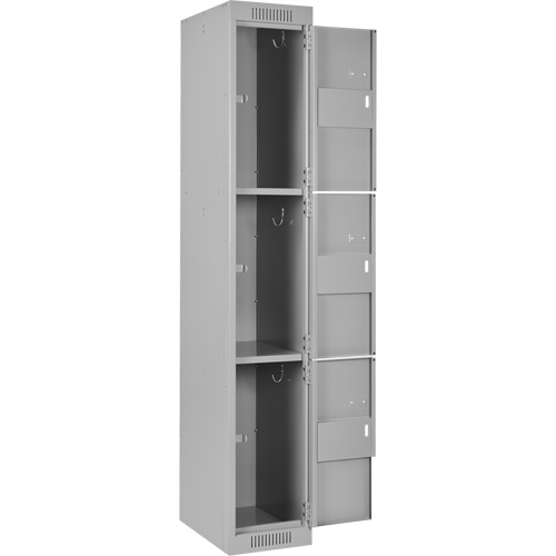 Clean Line Lockers, 3 -tier, Bank of 3, 36" x 18" x 72", Steel, Grey, Rivet (Assembled) Distribution Élite MP