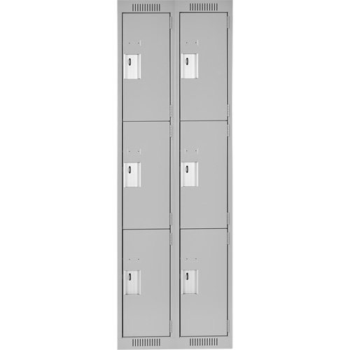 Clean Line Lockers, 3 -tier, Bank of 2, 24" x 18" x 72", Steel, Grey, Rivet (Assembled) Distribution Élite MP