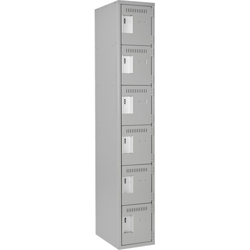 Clean Line Lockerettes, 6 -tier, 12" x 18" x 72", Steel, Grey, Rivet (Assembled) Distribution Élite MP