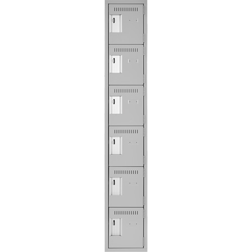Clean Line Lockerettes, 6 -tier, 12" x 18" x 72", Steel, Grey, Rivet (Assembled) Distribution Élite MP