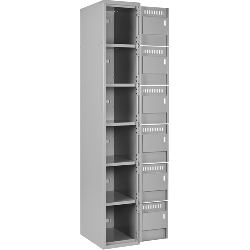 Clean Line Lockerettes, 6 -tier, Bank of 4, 48" x 18" x 72", Steel, Grey, Rivet (Assembled) Distribution Élite MP