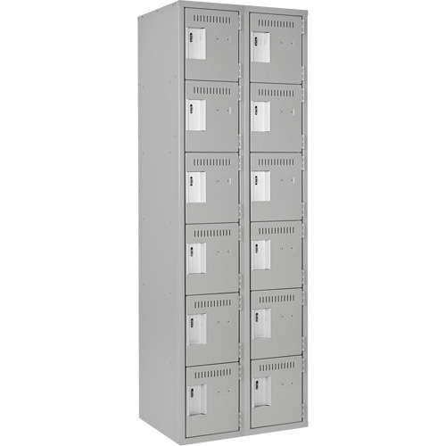 Clean Line Lockerettes, 6 -tier, Bank of 2, 24" x 18" x 72", Steel, Grey, Rivet (Assembled) Distribution Élite MP