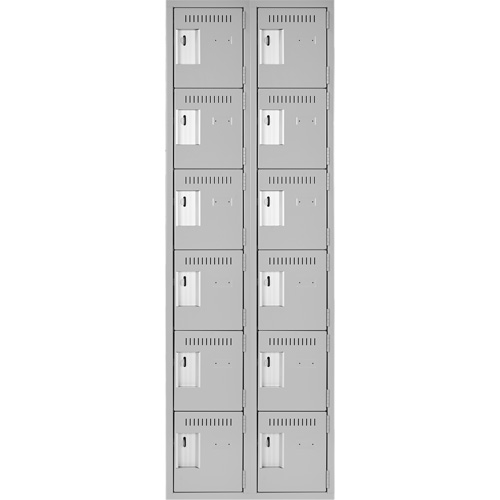 Clean Line Lockerettes, 6 -tier, Bank of 2, 24" x 18" x 72", Steel, Grey, Rivet (Assembled) Distribution Élite MP
