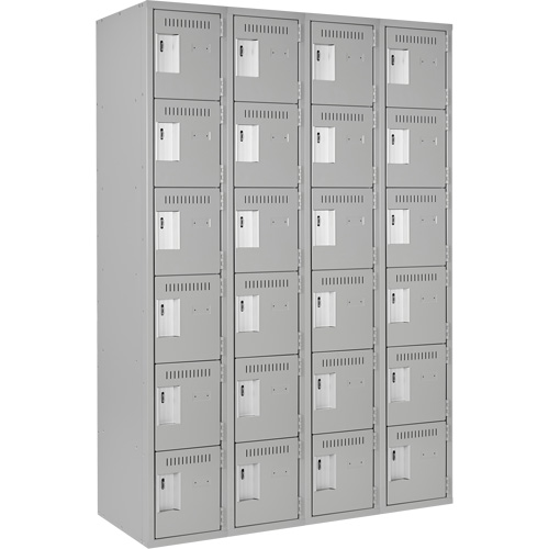 Clean Line Lockerettes, 6 -tier, Bank of 4, 48" x 18" x 72", Steel, Grey, Rivet (Assembled) Distribution Élite MP