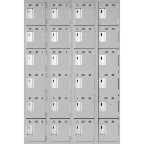 Clean Line Lockerettes, 6 -tier, Bank of 4, 48" x 18" x 72", Steel, Grey, Rivet (Assembled) Distribution Élite MP