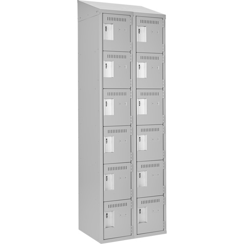 Clean Line Lockerette , 6 -tier, Bank of 2, 24" x 18" x 78", Steel, Grey, Rivet (Assembled) Distribution Élite MP