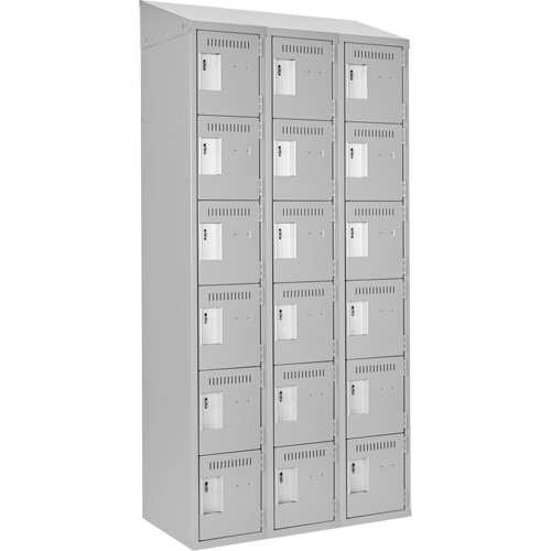 Clean Line Lockerette , 6 -tier, Bank of 3, 36" x 18" x 78", Steel, Grey, Rivet (Assembled) Distribution Élite MP