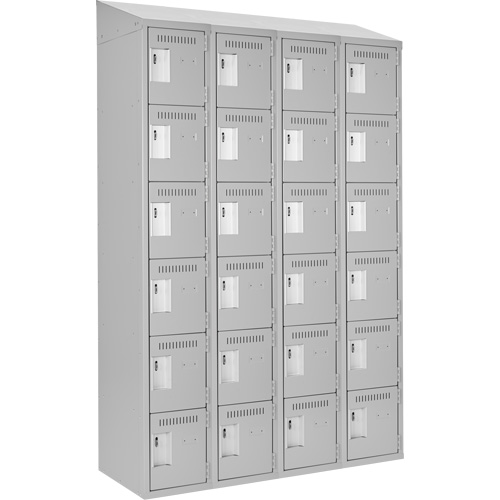 Clean Line Lockerette , 6 -tier, Bank of 4, 48" x 18" x 78", Steel, Grey, Rivet (Assembled) Distribution Élite MP