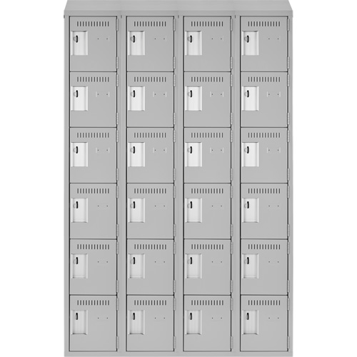 Clean Line Lockerette , 6 -tier, Bank of 4, 48" x 18" x 78", Steel, Grey, Rivet (Assembled) Distribution Élite MP