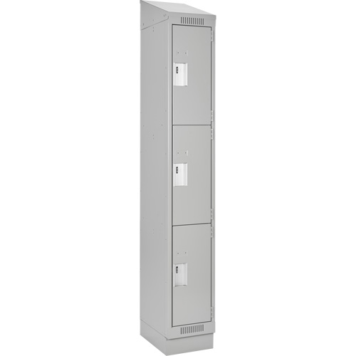 Clean Line Lockers, 3 -tier, 12" x 18" x 82", Steel, Grey, Rivet (Assembled) Distribution Élite MP