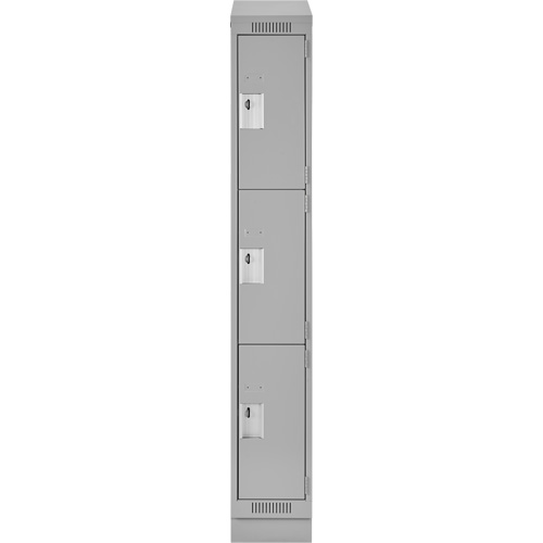 Clean Line Lockers, 3 -tier, 12" x 18" x 82", Steel, Grey, Rivet (Assembled) Distribution Élite MP