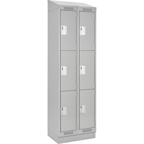 Clean Line Lockers, 3 -tier, Bank of 2, 24" x 18" x 82", Steel, Grey, Rivet (Assembled) Distribution Élite MP