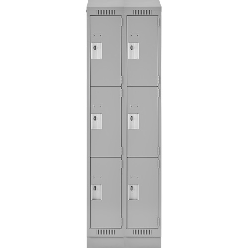 Clean Line Lockers, 3 -tier, Bank of 2, 24" x 18" x 82", Steel, Grey, Rivet (Assembled) Distribution Élite MP