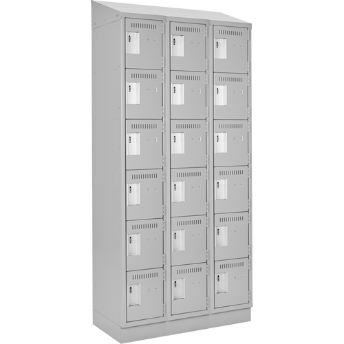 Clean Line Lockerette, 6 -tier, Bank of 3, 36" x 18" x 82", Steel, Grey, Rivet (Assembled) Distribution Élite MP