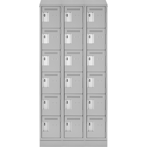 Clean Line Lockerette, 6 -tier, Bank of 3, 36" x 18" x 82", Steel, Grey, Rivet (Assembled) Distribution Élite MP