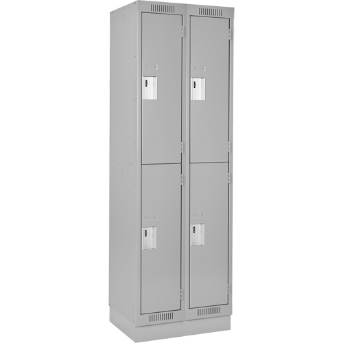 Casiers Clean Line, 2 niveaux, Bloc de 2, 24" x 18" x 76", Acier, Gris, Rivet (assembl&eacute;) Distribution Élite MP