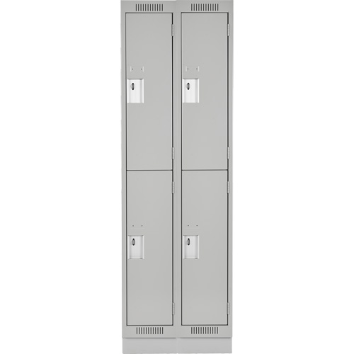 Casiers Clean Line, 2 niveaux, Bloc de 2, 24" x 18" x 76", Acier, Gris, Rivet (assembl&eacute;) Distribution Élite MP