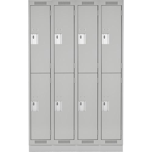 Casiers Clean Line, 2 niveaux, Bloc de 4, 48" x 18" x 76", Acier, Gris, Rivet (assembl&eacute;) Distribution Élite MP