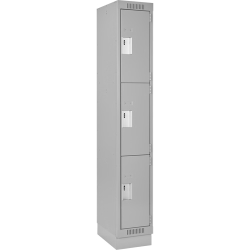 Clean Line Lockers, 3 -tier, 12" x 18" x 76", Steel, Grey, Rivet (Assembled) Distribution Élite MP