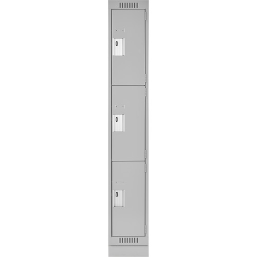 Clean Line Lockers, 3 -tier, 12" x 18" x 76", Steel, Grey, Rivet (Assembled) Distribution Élite MP