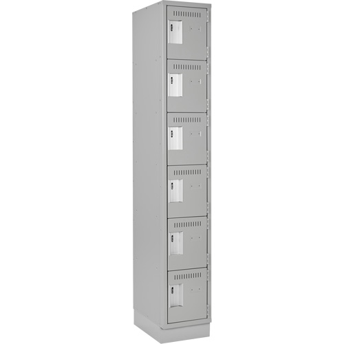 Clean Line Lockerette, 6 -tier, 12" x 18" x 76", Steel, Grey, Rivet (Assembled) Distribution Élite MP