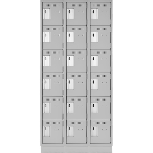 Clean Line Lockerette, 6 -tier, Bank of 3, 36" x 18" x 76", Steel, Grey, Rivet (Assembled) Distribution Élite MP