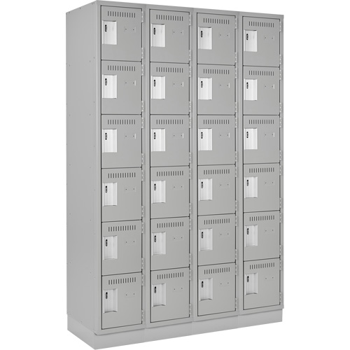 Clean Line Lockerette, 6 -tier, Bank of 4, 48" x 18" x 76", Steel, Grey, Rivet (Assembled) Distribution Élite MP