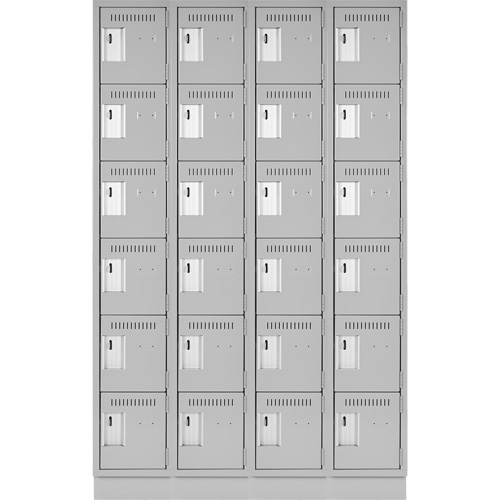 Clean Line Lockerette, 6 -tier, Bank of 4, 48" x 18" x 76", Steel, Grey, Rivet (Assembled) Distribution Élite MP