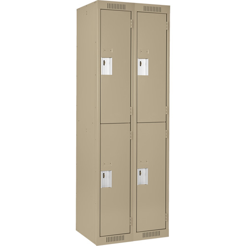 Clean Line Lockers, 2 -tier, Bank of 2, 24" x 18" x 72", Steel, Beige, Rivet (Assembled) Distribution Élite MP