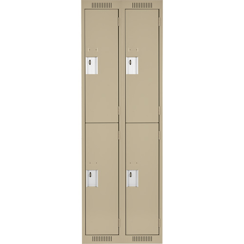 Clean Line Lockers, 2 -tier, Bank of 2, 24" x 18" x 72", Steel, Beige, Rivet (Assembled) Distribution Élite MP