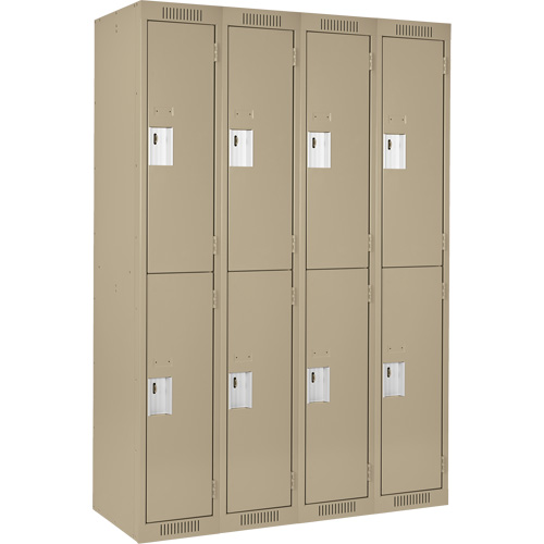 Clean Line Lockers, 2 -tier, Bank of 4, 48" x 18" x 72", Steel, Beige, Rivet (Assembled) Distribution Élite MP