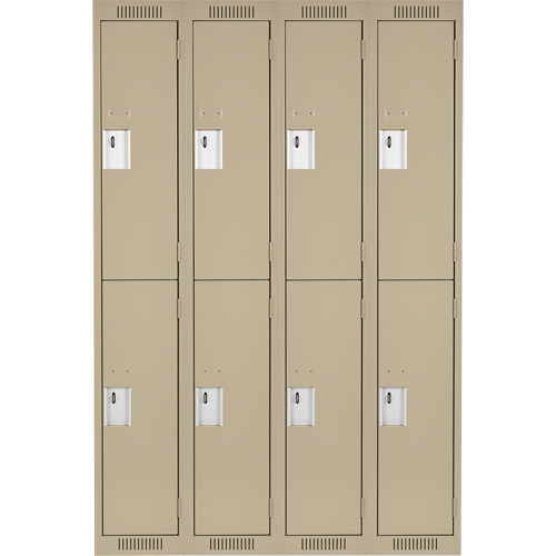 Clean Line Lockers, 2 -tier, Bank of 4, 48" x 18" x 72", Steel, Beige, Rivet (Assembled) Distribution Élite MP