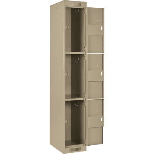 Clean Line Lockers, 3 -tier, Bank of 3, 36" x 18" x 72", Steel, Beige, Rivet (Assembled) Distribution Élite MP
