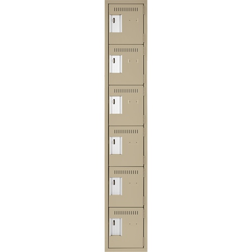 Clean Line Lockerette, 6 -tier, 12" x 18" x 72", Steel, Beige, Rivet (Assembled) Distribution Élite MP