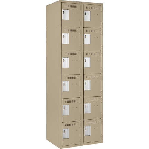 Clean Line Lockerette, 6 -tier, Bank of 2, 24" x 18" x 72", Steel, Beige, Rivet (Assembled) Distribution Élite MP