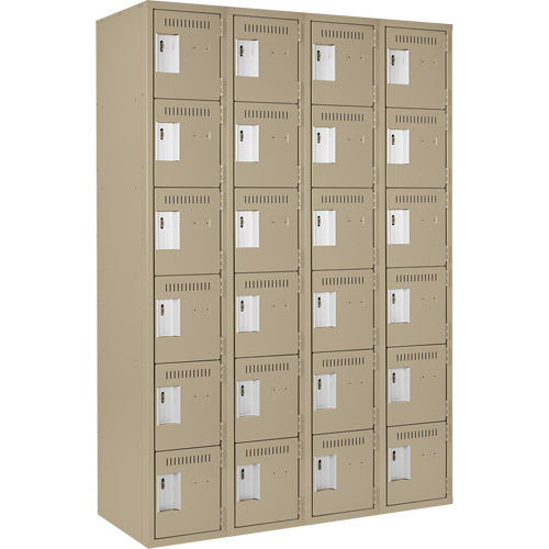 Clean Line Lockerette, 6 -tier, Bank of 4, 48" x 18" x 72", Steel, Beige, Rivet (Assembled) Distribution Élite MP