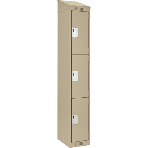 Clean Line Lockers, 3 -tier, 12" x 18" x 78", Steel, Beige, Rivet (Assembled) Distribution Élite MP