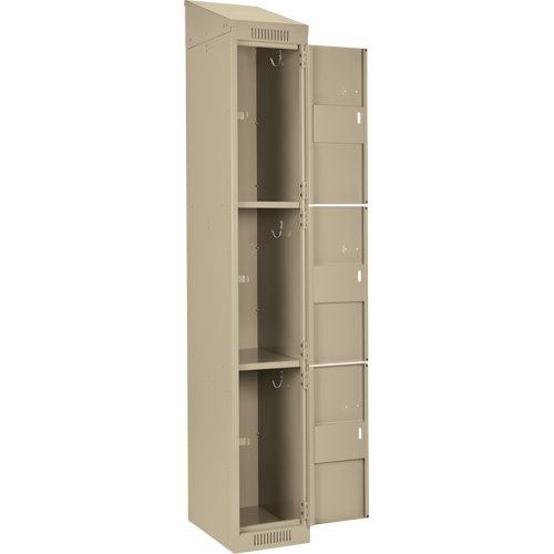 Clean Line Lockers, 3 -tier, Bank of 4, 48" x 18" x 78", Steel, Beige, Rivet (Assembled) Distribution Élite MP