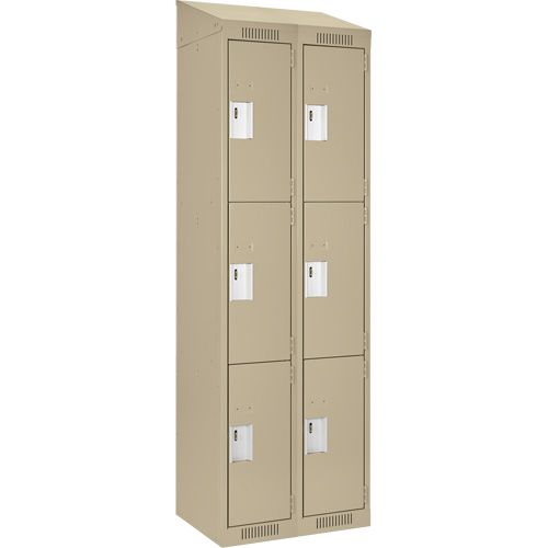 Casiers Clean Line, 3 niveaux, Bloc de 2, 24" x 18" x 78", Acier, Beige, Rivet (assembl&eacute;) Distribution Élite MP