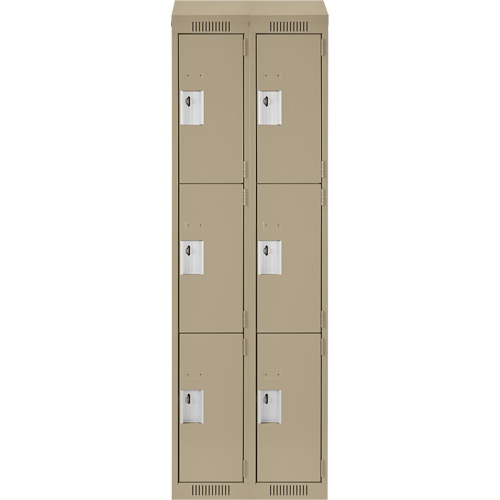 Casiers Clean Line, 3 niveaux, Bloc de 2, 24" x 18" x 78", Acier, Beige, Rivet (assembl&eacute;) Distribution Élite MP